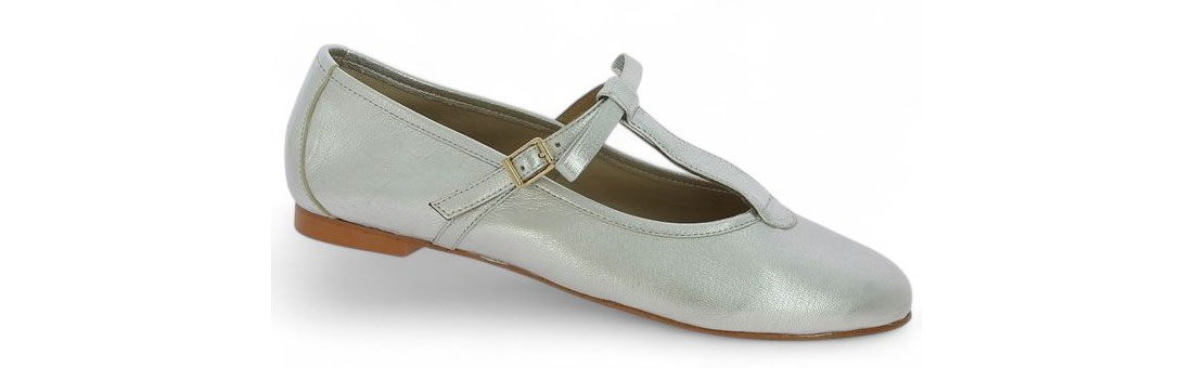 Ballerine en cuir argenté pour femme grande taille